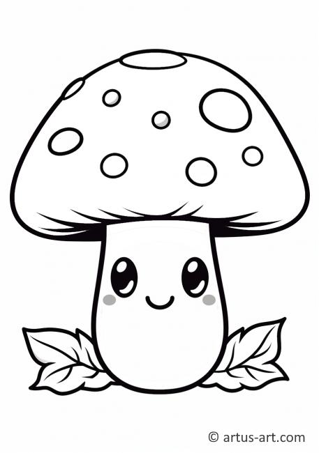 Cute Mushroom Coloring Page